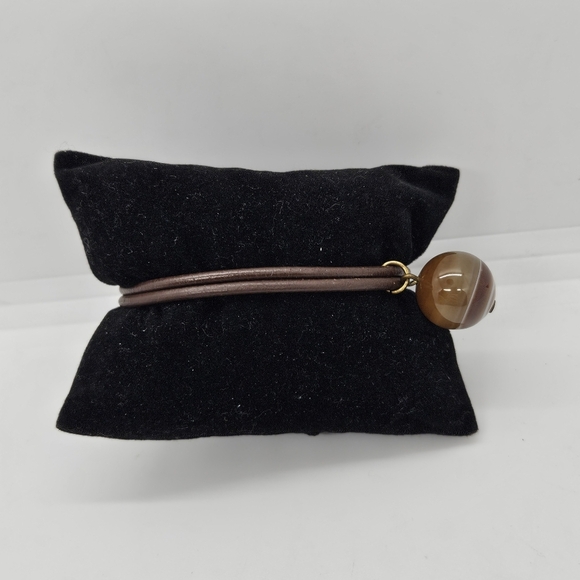Athens Protasis brown cord bracelet with round banded brown bead - Picture 1 of 4